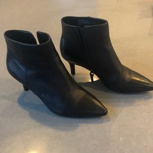 Black leather booties